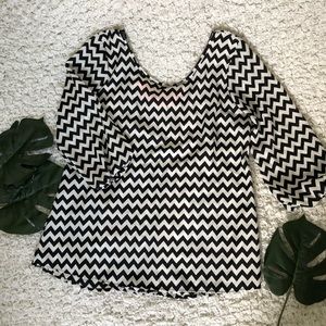 Chevron blouse with bow on back